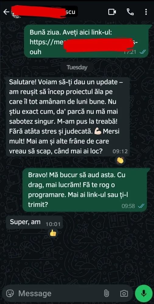 Captură de conversație cu un client (3 din 11)