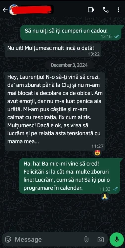 Captură de conversație cu un client (6 din 11)
