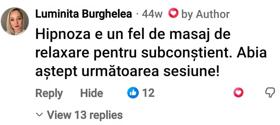 Captură cu mesajul unei cliente despre ședințe (2 din 4)