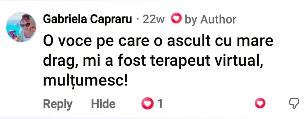 Captură cu mesajul unei cliente despre ședințe (3 din 4)